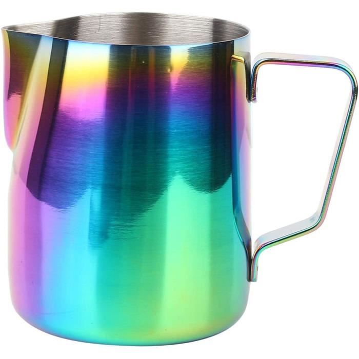 Pichet à Lait Acier Inox 350ml Avec Repères - Pour Latte Art Et Mousse De Lait - Inclus Stylo Et Pochoirs