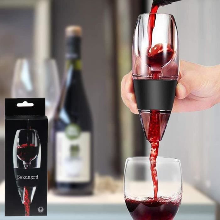 Decanteur à Vin,Magic Decanter,Aérateur r à vin Decanter Noir avec avec  Support Stable de Voyage Décanteu pour vin Rouge Deca [14]