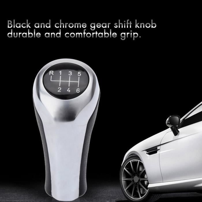 6-Speed Leather Shift Button – Fits BMW E46 E53 E60 E63 E90 E92 E93, Black
