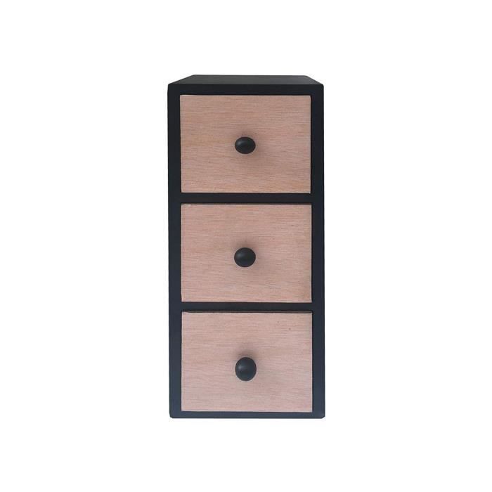 Rebecca Mobili Mini Commode Pour Ranger Bijoux Organisateur De Bureau 3 Tiroirs Bois Clair Noir Moderne Organiser Table De B Achat Vente Commode De Chambre Rebecca Mobili Mini Commo Soldes Sur