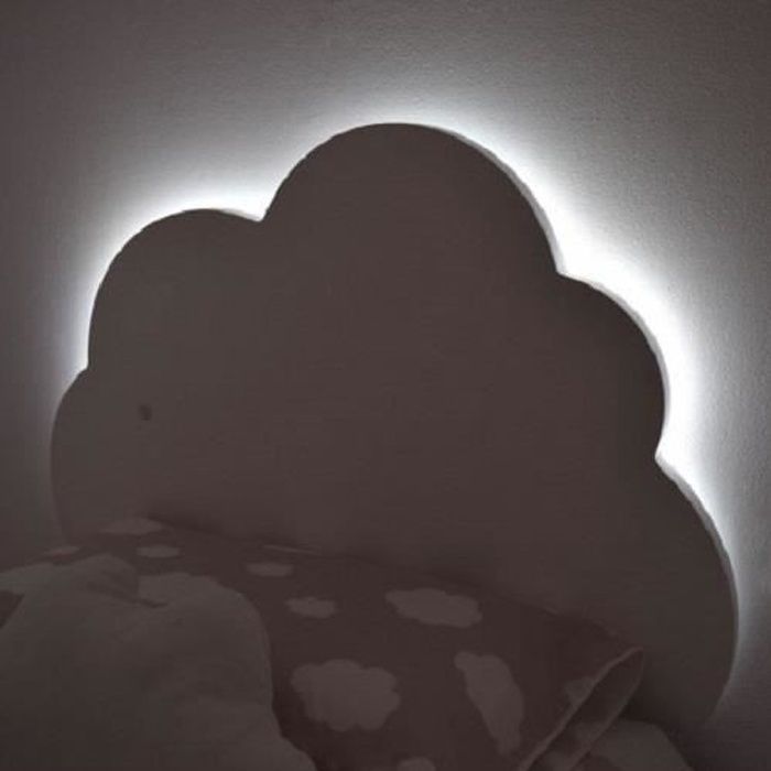 bainba - tête de lit enfant nuage avec lumière led 90 cm