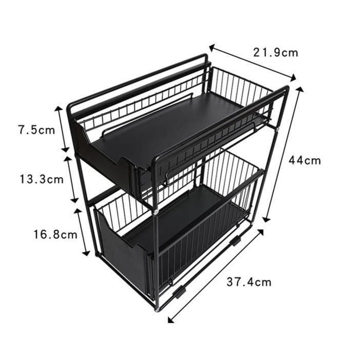 2 Pcs Coulissant Panier Armoire Organisateur Pour Cuisine Salle De Bains, Tiroirs Tiroirs Sous