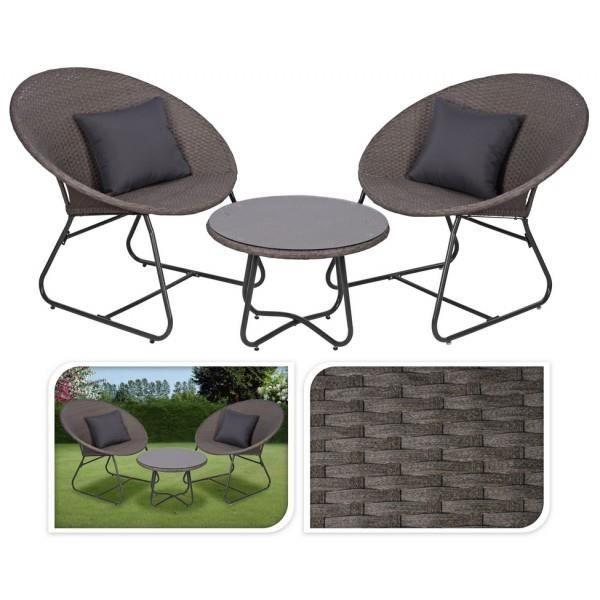 Ensemble Petit Salon Resine Tresse Brun Achat Vente Ensemble