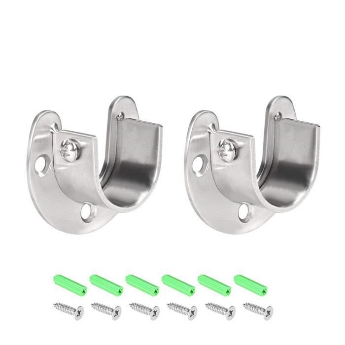 Sourcing map Lot de 4 supports de tringle de rideau de douche en alliage de zinc pour tringle /à rideau de douche Diam/ètre 25 mm