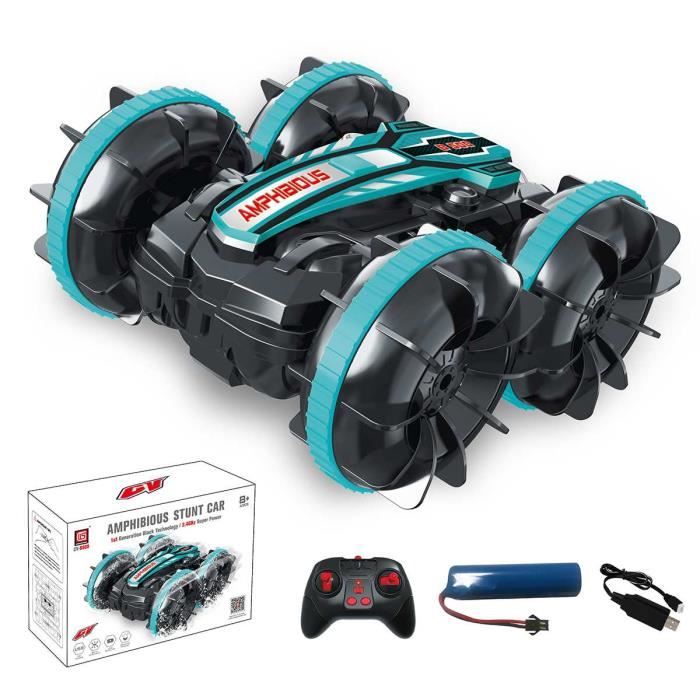 Voiture Amphibie Télécommandée NEXBOX 4WD – Cascade 360° – Étanche – 2 Batteries – Idéal Piscine, Lac, Neige – Cadeau Enfant 3-12 Ans