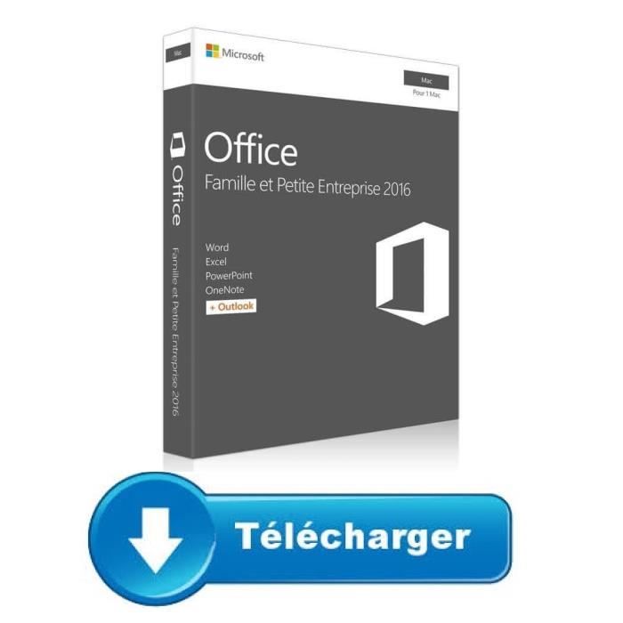Microsoft Office 2016 Famille et Petit Entreprise pour MAC OS - version a télécharger