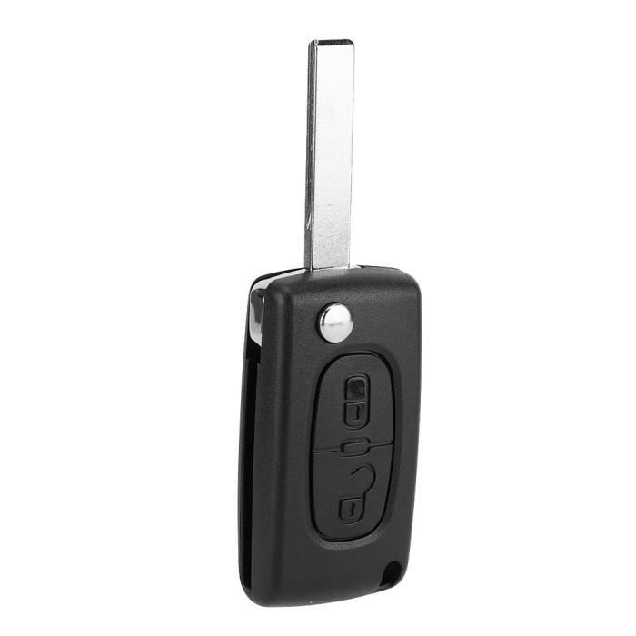 EBTOOLS Étui porte-clés Coque de protection de lame de boîtier de clé à rabat à distance de voiture 2 boutons pour PEUGEOT