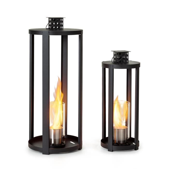lanterne à éthanol - blumfeldt fiamme cilindro - brûleur en acier inoxydable - 0,3 litre - durée de combustion 4h - noir