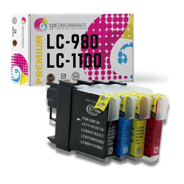 1 Go Inks Ensemble de 4 Cartouches d'encre à remplacer Brother