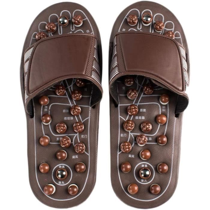 Pantoufles Acupression Homme – Massage Réflexologie, Carreaux, Taille 42 (US 10.5)