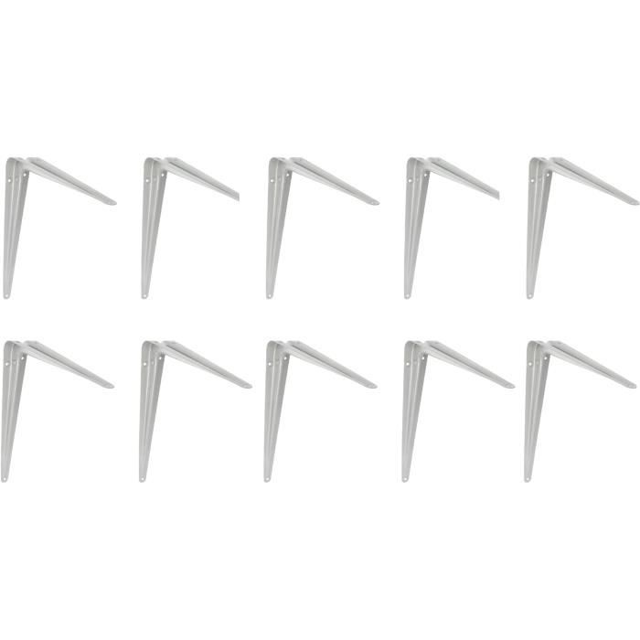 Lot De 6 équerres WOOSUKBE Pour étagères Flottantes - Acier Inoxydable 65x65x38 Mm - Argent, Avec 36 Vis