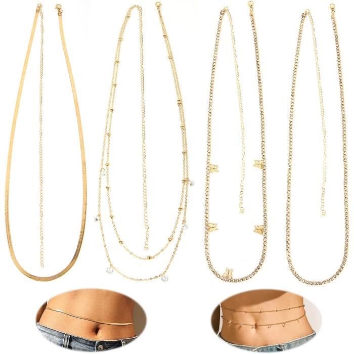 Suyi Chaîne Ceinture Pour Femmes Multicouche - Ceinture Taille Chaîne Dorée Argentée Avec Pendentif