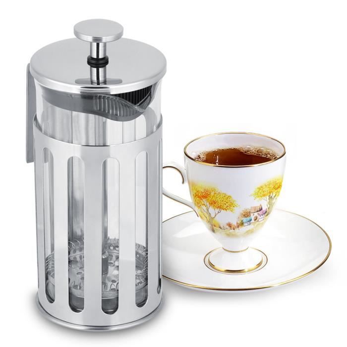 Cafetière Presse Française Inox Et Verre - 400ml Double Filtration