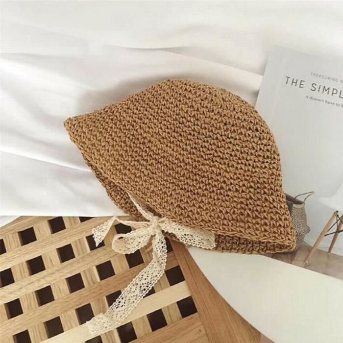 Ncmama Chapeau En Dentelle Pour Bébé Fille Casquette D39été En Paille Pour La Plage Panama