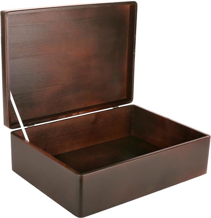 Plaine boîte en bois pin avec couvercle et fermoir 20x14.5 x11.5 cm rn123