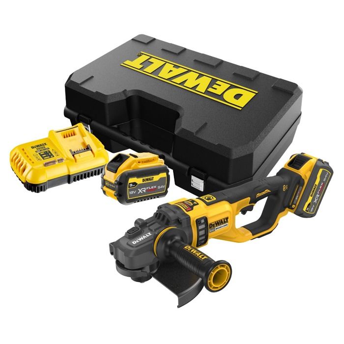 Meuleuse 230 mm DEWALT XR FLEXVOLT 54V 3Ah Li Ion Brushless 2 batteries coffret DCG460X2 QW - vue 2
