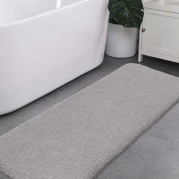 Lot 3 Tapis De Bain Antidérapants Microfibre - Forme U, Rectangulaire, Rond Gris