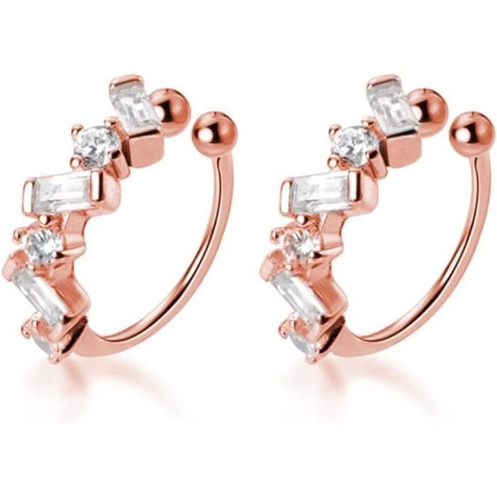 Boucles D'oreilles Femme Argent Sterling Avec CZ - Modèle Double Face (jacket) Pour Mariage Ou Soirée, Neuves Sans Emballage