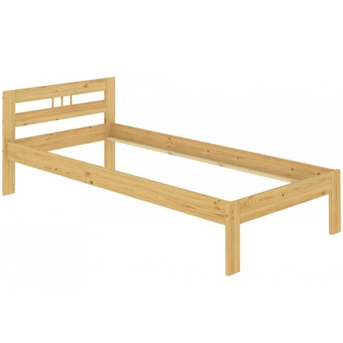 cadre de lit simple en pin naturel - erst-holz - 100x200 - bois massif - marron
