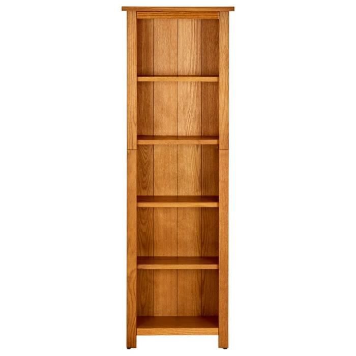 bibliothèque en bois de chêne massif à 5 étagères - fdit - campagne - 45x22x140 cm