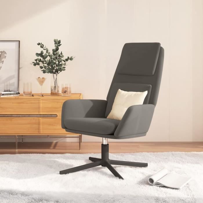 Fauteuil Relax Gris Fonçé - Fonction Allongée, Pivotant 360° - Confort Salon Et Chambre - 8
