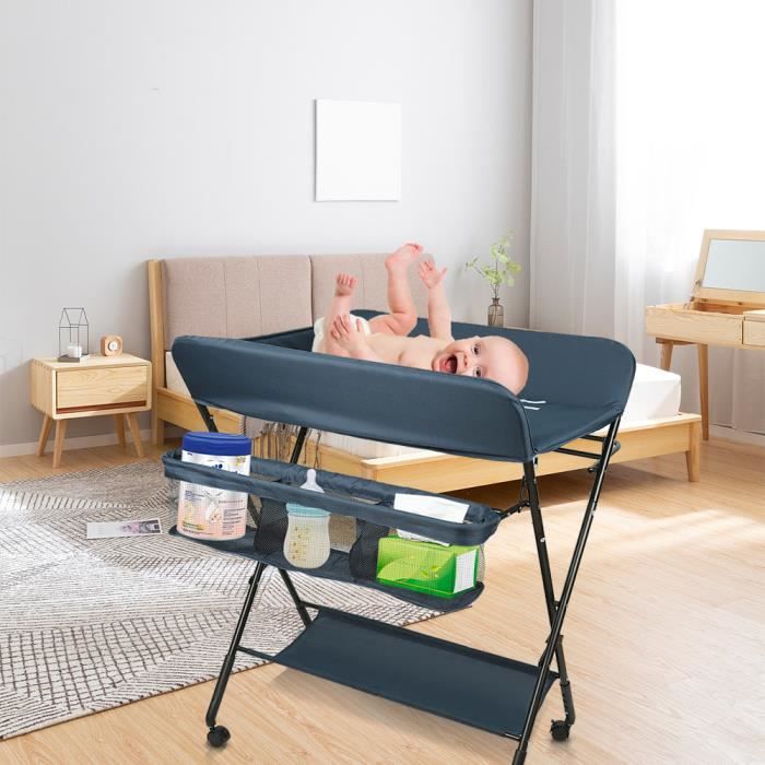 Table A Langer Bebe Table à Langer Pliable Avec Roues - Espace Rangement, Housse Hydrofuge, Gris Baignoire Bebe Sur Pied Table A Langer Bebe Table à Langer Pliable Avec Roues - Espace Rangement, Housse Hydrofuge, Gris Baignoire Bebe Sur Pied