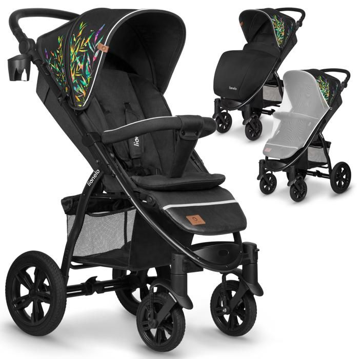 Poussette bébé compacte LIONELO Cloe - Jusqu'à 22 Kg - Système légère &  pliable - Grandes Roues - Marron