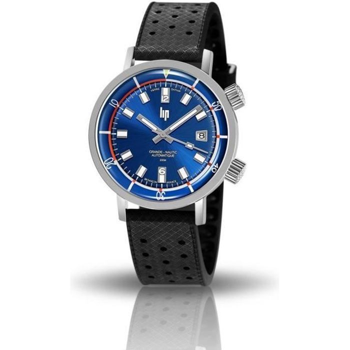 Montre Lip GRANDE NAUTIC SKI 41 mm cadran bleu - 671521 Noir 