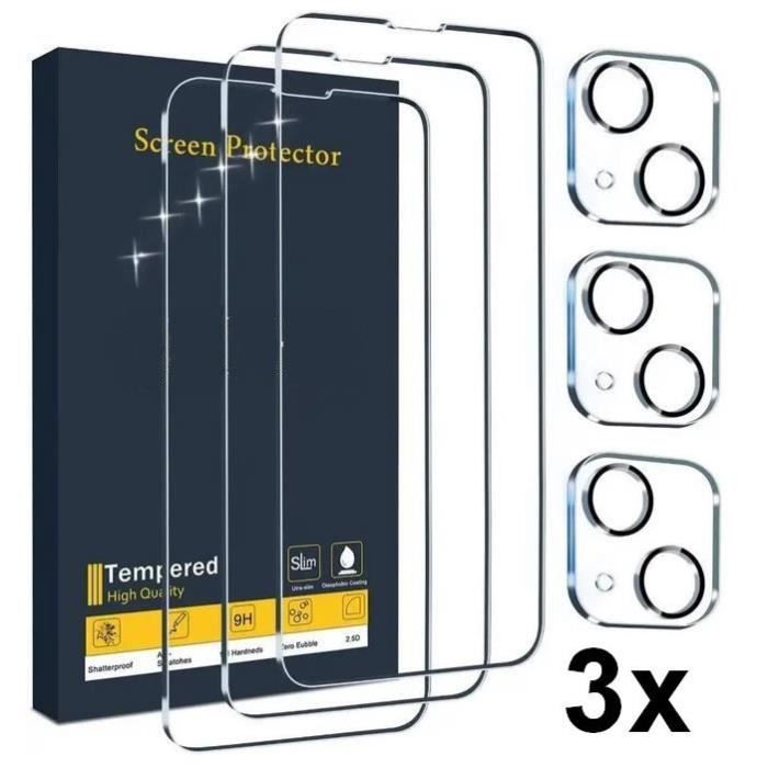 Pack 3x Verre Trempé + 3 vitres camera pour iphone 13 mini Vitre Protection d Ecran