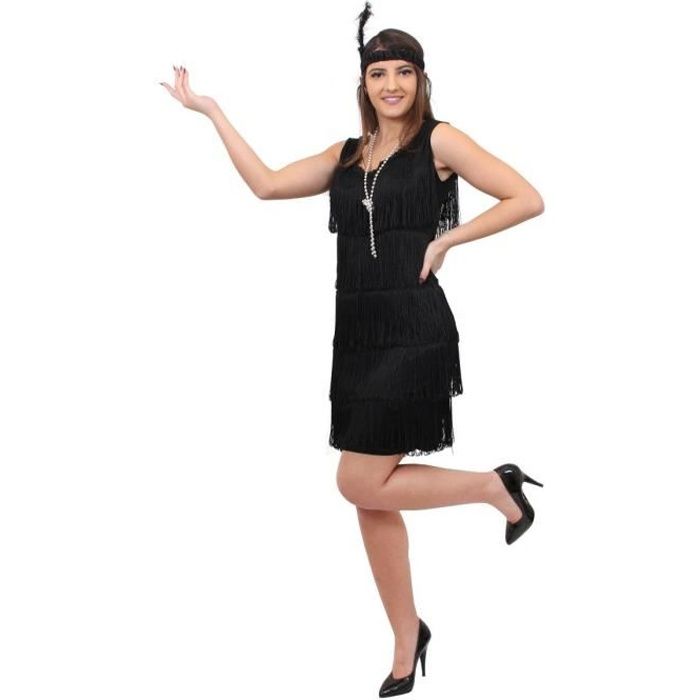 Deguisement Charleston Femme Robe Charleston Noir L Blanc Achat Vente Robe Cdiscount