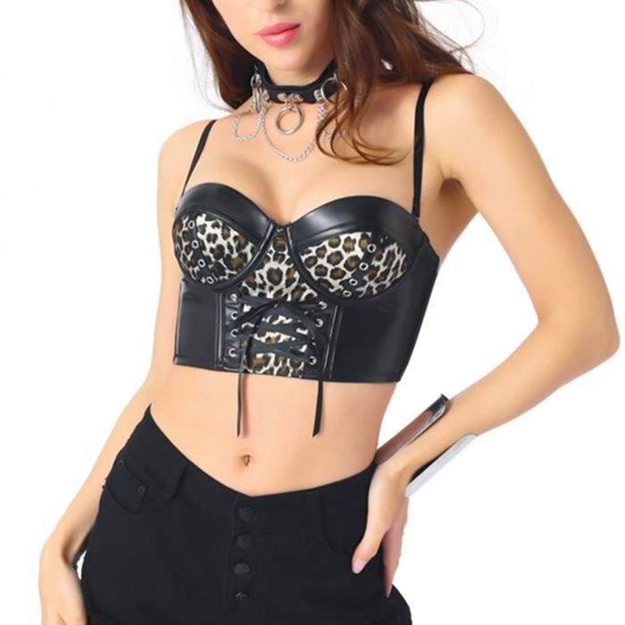 Corset Bustier Gothique Simili Cuir – Avec Jupe – Pour Déguisement Halloween, Soirée, Cosplay