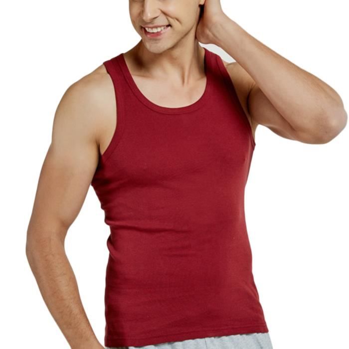 Debardeur Sans Manches Maillot de Corps Debardeur de Sport A Col Rond pour Homme Vin Rouge XL Vin rouge Cdiscount Pret a Porter