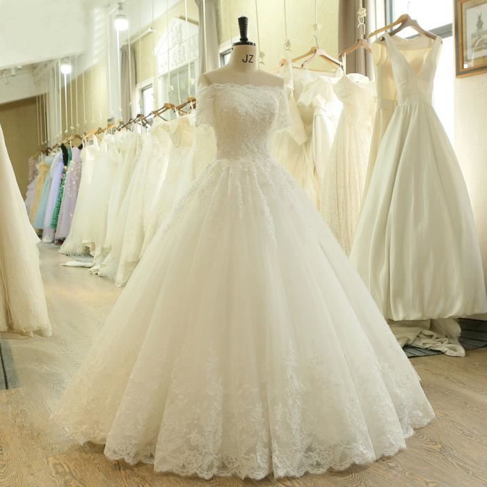 Robe de mari e blanche M 2019 Hiver Robe de mari e asym trique manches courtes en dentelle skinny Fashion Bridal Floral Backle