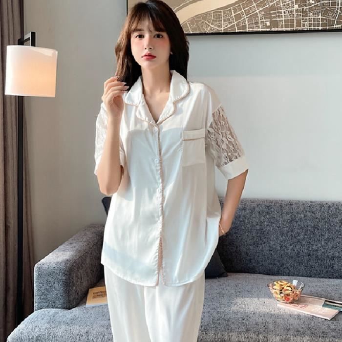 Pyjama en soie femme t 2021 d t Manches Courtes Manches