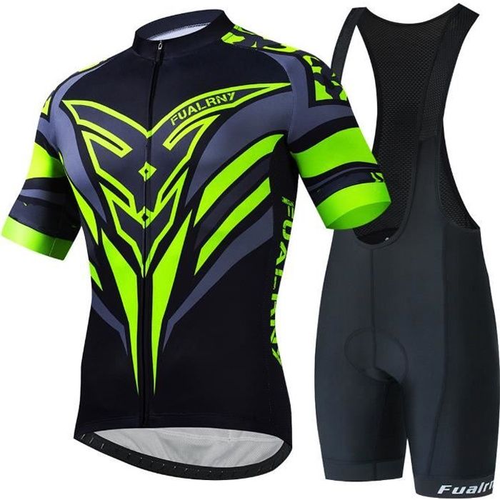 Maillot de Cyclisme Homme Manches Courtes Eté + Cuissard à Cycliste Vélo GEL Vetement de VTT é