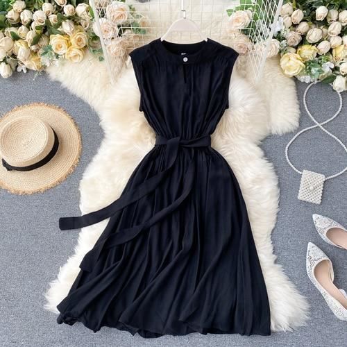Robe Robe mi longue l gante col rond ajour e sans manches