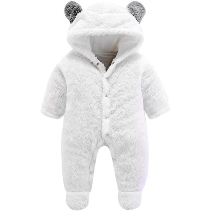 Gigoteuse Bebe Grenouillere a Capuche Blanc Taille 59CM