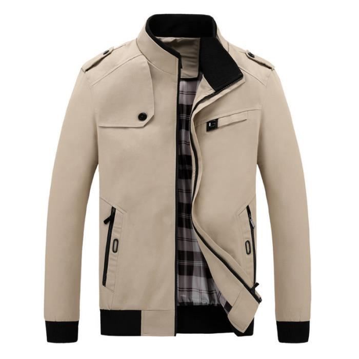 Veste Homme Hiver Casual Manches Longues a Fermeture eclair Chaud Chemise Veste Manteau Kaki Cdiscount Pret a Porter