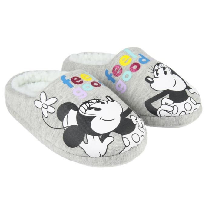 Chaussons d int rieur enfant fille Minnie Disney Gris Semelles