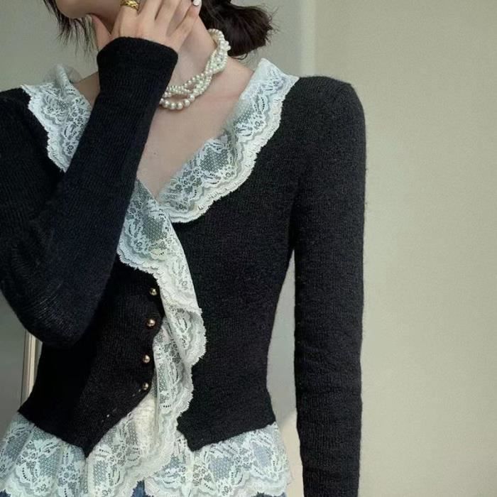 Gilet noir dentelle femme hot sale