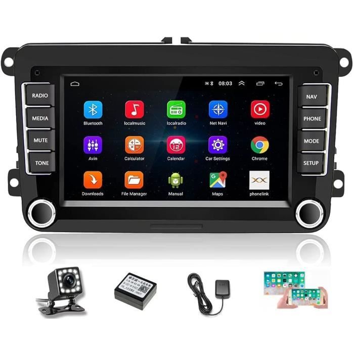 podofo Android Autoradio GPS pour VW Passat Golf Skoda Touran 7'' Écran Tactile Audio de Voiture Bluetooth WiFi FM Lien Miroir Auto
