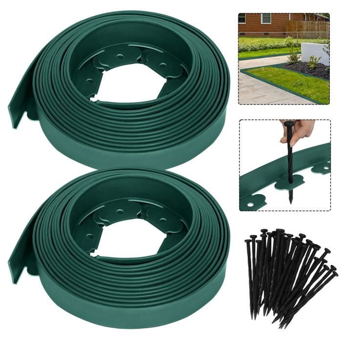 Bordure De Paysage De Jardin 20 Pièces En Plastique Gris Sans Creuser Pour L'Aménagement