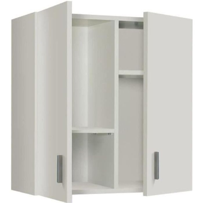 armoire de rangement suspendue pegane - blanc - h60 x l59 x p26.5 cm - meuble de cuisine - contemporain