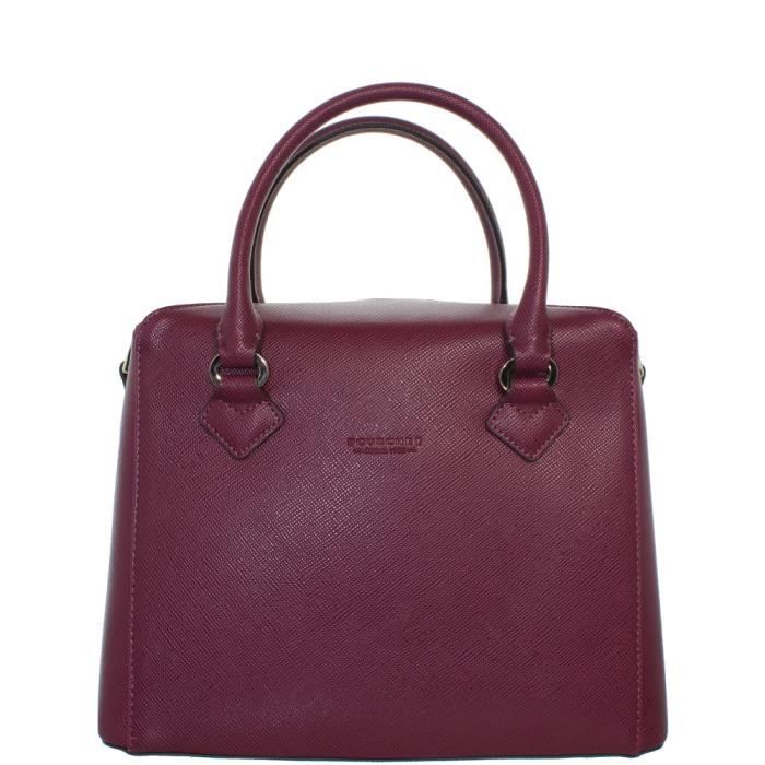 Sac ?� main Pourchet en cuir ref_pou41943-bordeaux-27*22*13 Rouge Rouge - Cdiscount Bagagerie 