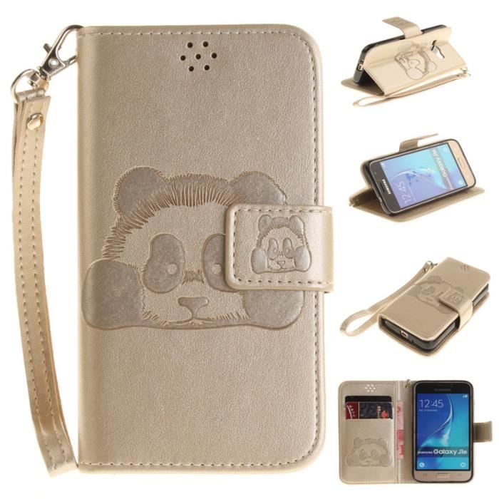 Pour Samsung Galaxy J1 (2016) SM-J120F Etui à rabat Panda PU Cuir Housse Protection avec housse samsung galaxy j1 2016