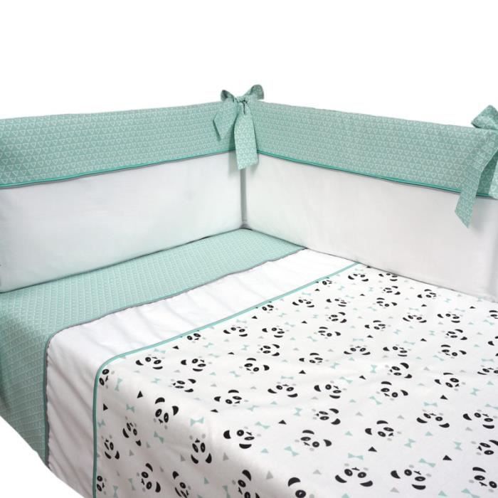 Parure De Lit Bebe Avec Tour De Lit Panda Our De Lit 35x180 Cm Vert Menthe Cdiscount Puericulture Eveil Bebe