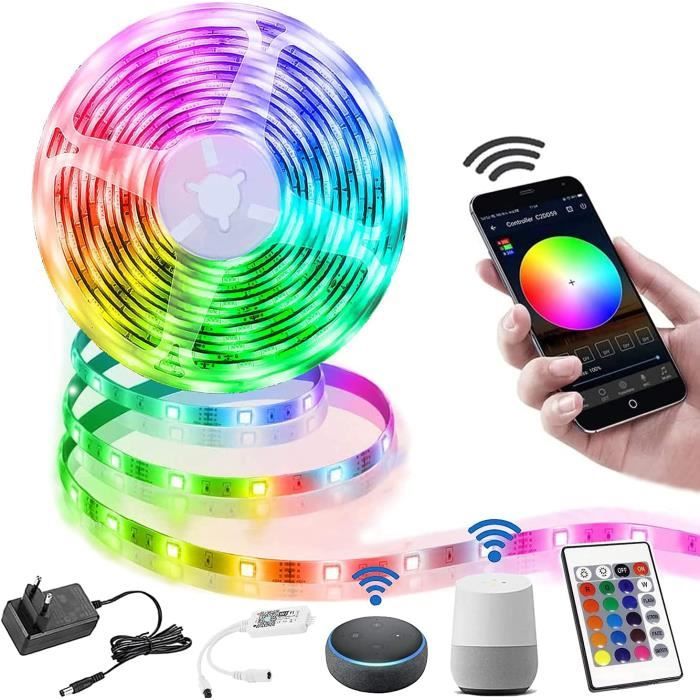 Google Assistant Led Ruban LED Wifi, 10M Bande LED 5050 RGB Compatible avec Alexa, Google ...