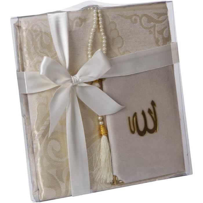 Coffret Cadeau Musulman Imani Aksa - Tapis Prière, Tasbih 99 Perles, Miswak - Noir