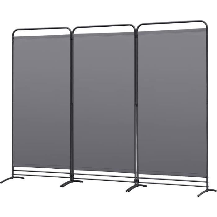 Paravent 3 Panneaux Angel Living 243x169 Cm Gris - Séparateur De Pièce Pliant