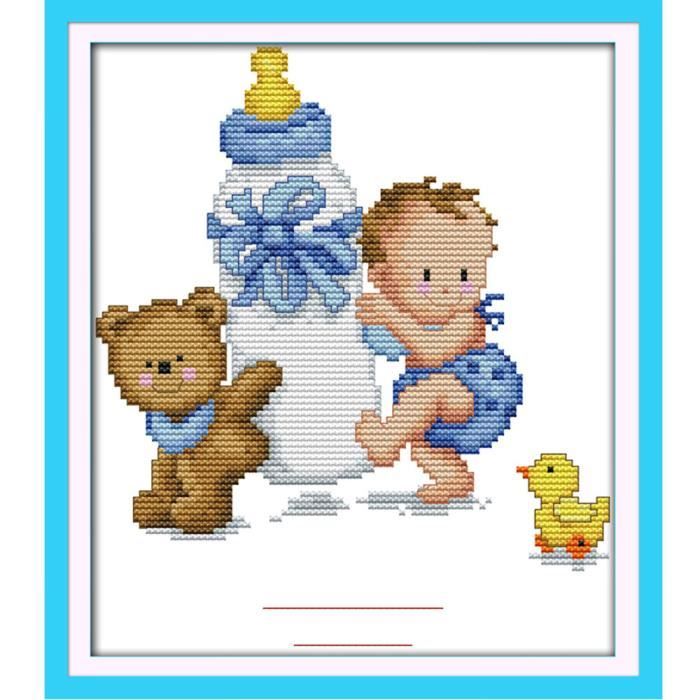 25cm Diy Ensemble De Point De Croix Fait A La Main Travaux D Aiguille Kit De Broderie De Motif De Biberon Jouet De Bebe Pour La Cdiscount Beaux Arts Et Loisirs